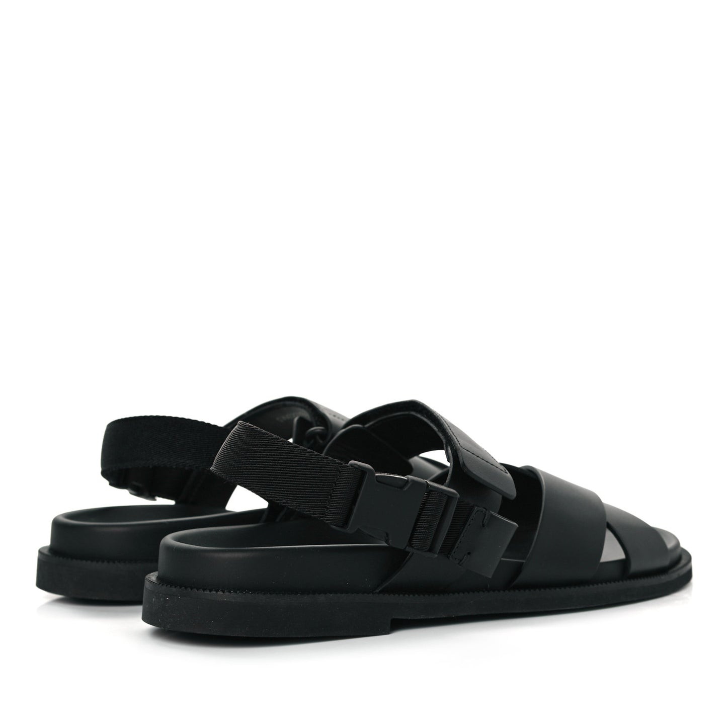 Calfskin Mens Logo Sandals 45 Black