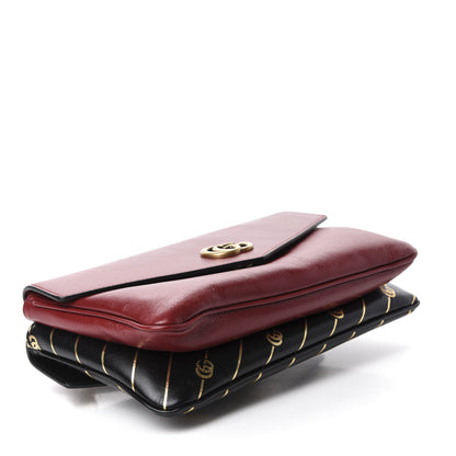 Gucci Calfskin Diagonal GG Medium Thiara Double Envelope Shoulder Bag Black Red 4 of 11