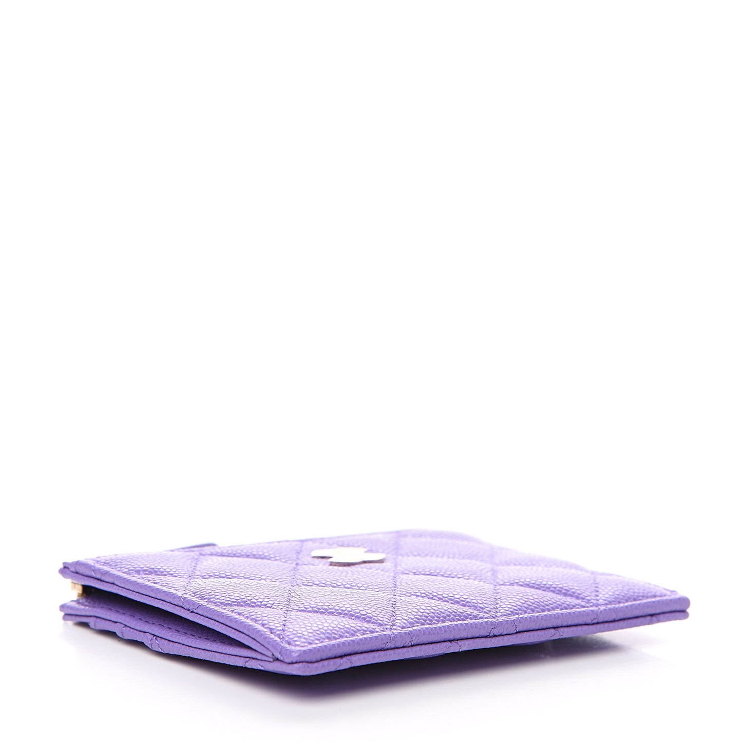 Caviar Quilted CC Zip Card Holder Purple
