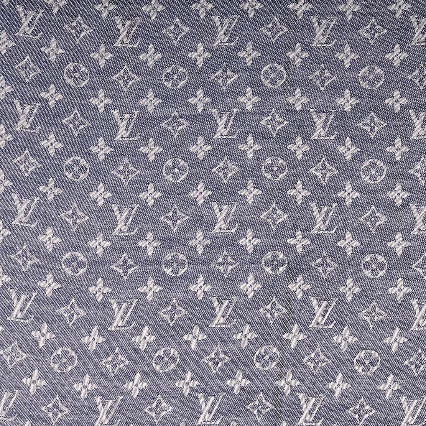 Wool Silk Monogram Denim Shawl Blue
