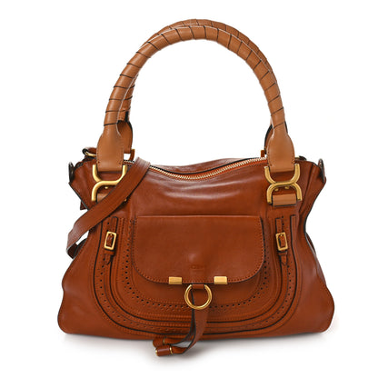 Chloe Calfskin Perforated Marcie Animation Satchel Brown 1 of 13