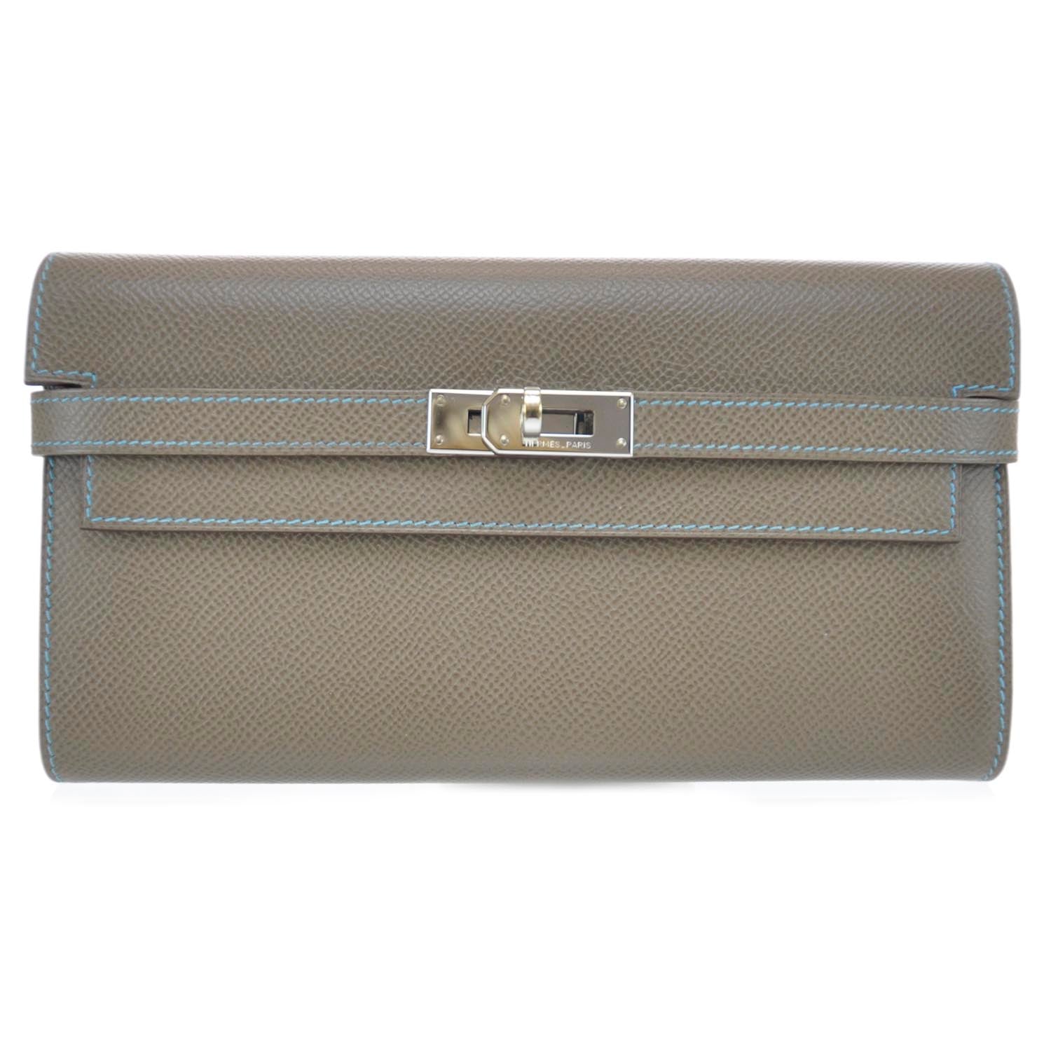 Hermes Epsom Candy Kelly Longue Wallet Bleu Aztec 1 of 11
