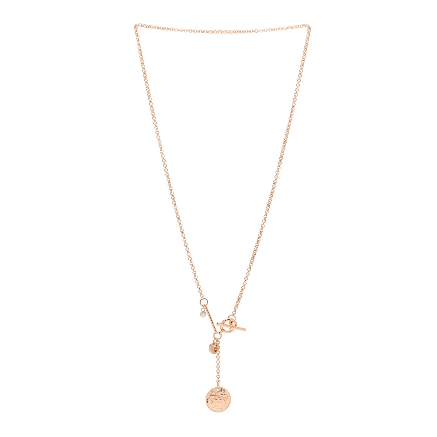 18K Rose Gold Diamond PM Ex-Libris Pendant Necklace
