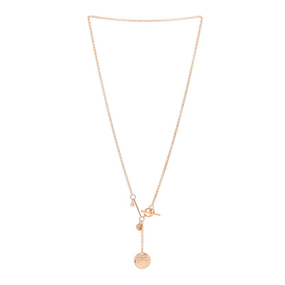 Hermes 18K Rose Gold Diamond PM Ex-Libris Pendant Necklace 3 of 5