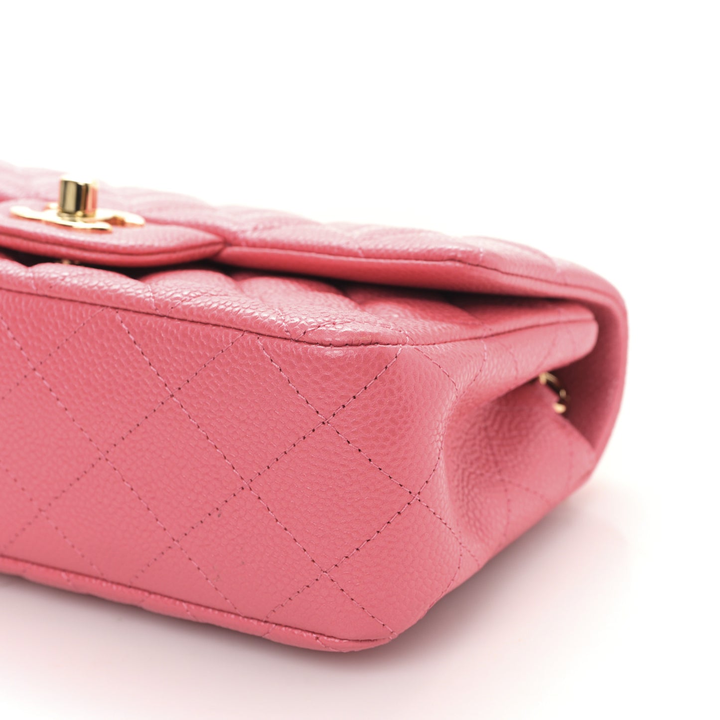 Iridescent Caviar Quilted Mini Rectangular Flap Pink