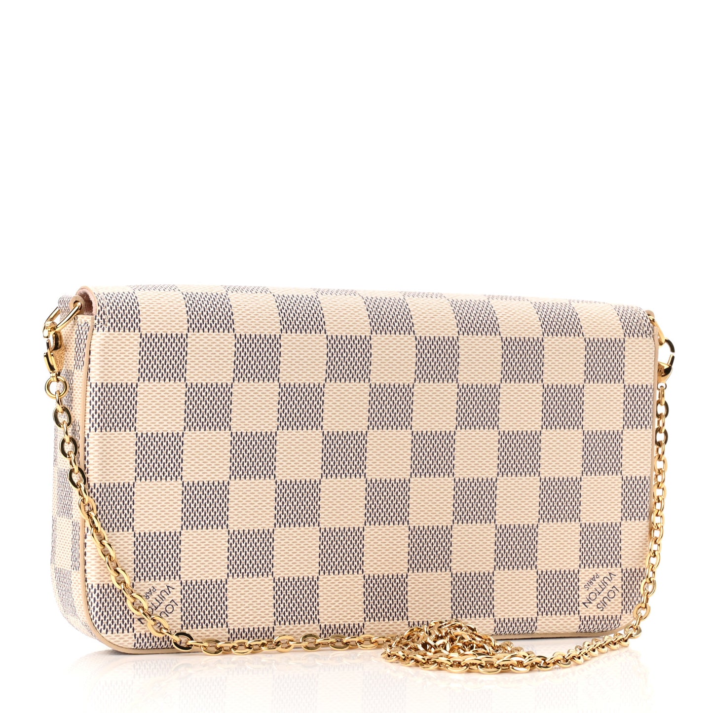 Damier Azur Pochette Felicie Chain Wallet Rose Ballerine