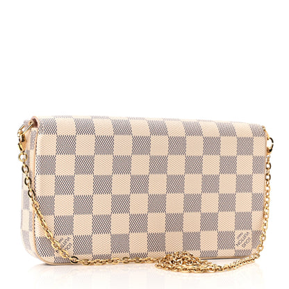 Louis Vuitton Damier Azur Pochette Felicie Chain Wallet Rose Ballerine 4 of 11