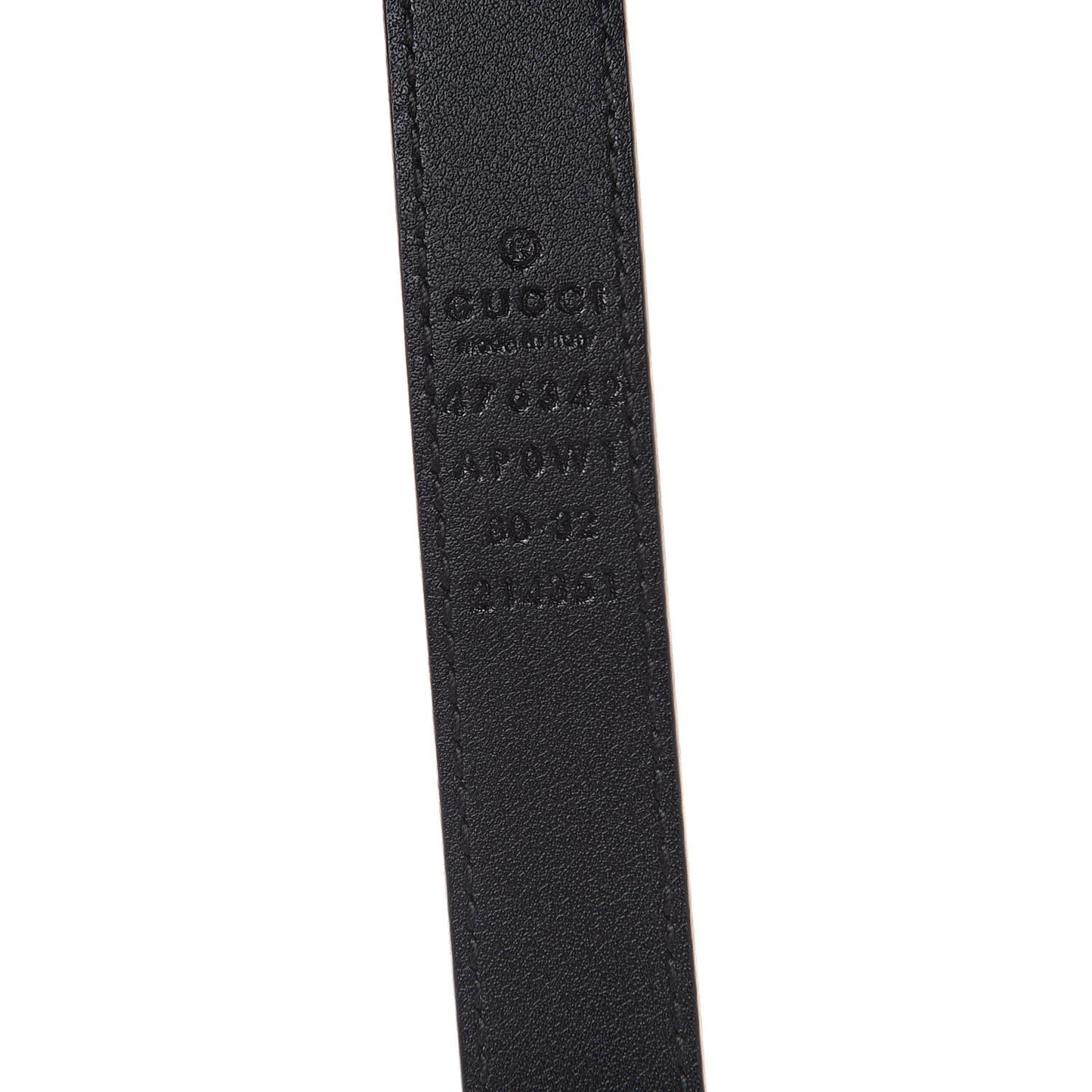 Moon Calfskin Pearl Double G 20mm Belt 80 32 Black Cream