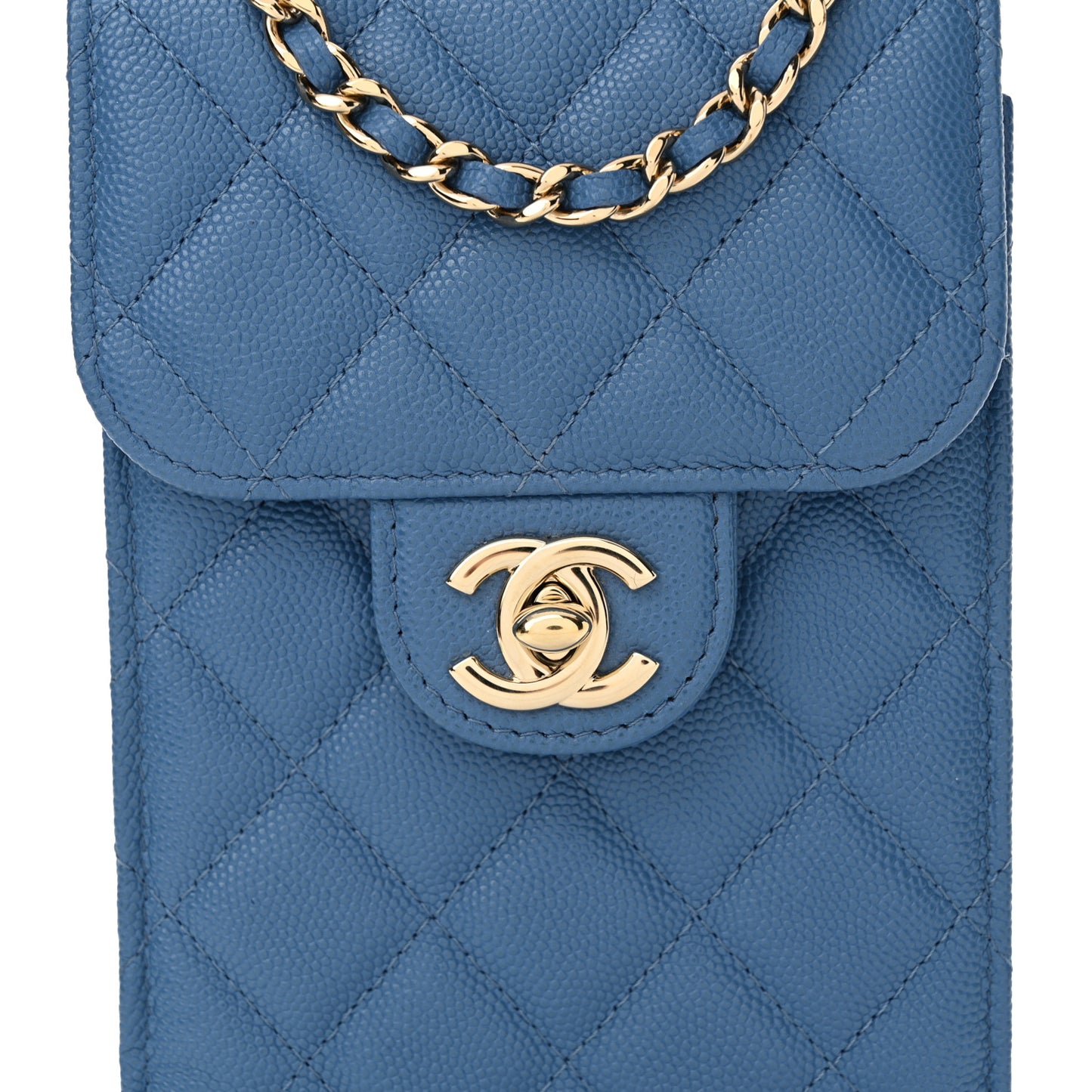 Caviar Quilted Classic Phone Holder Blue