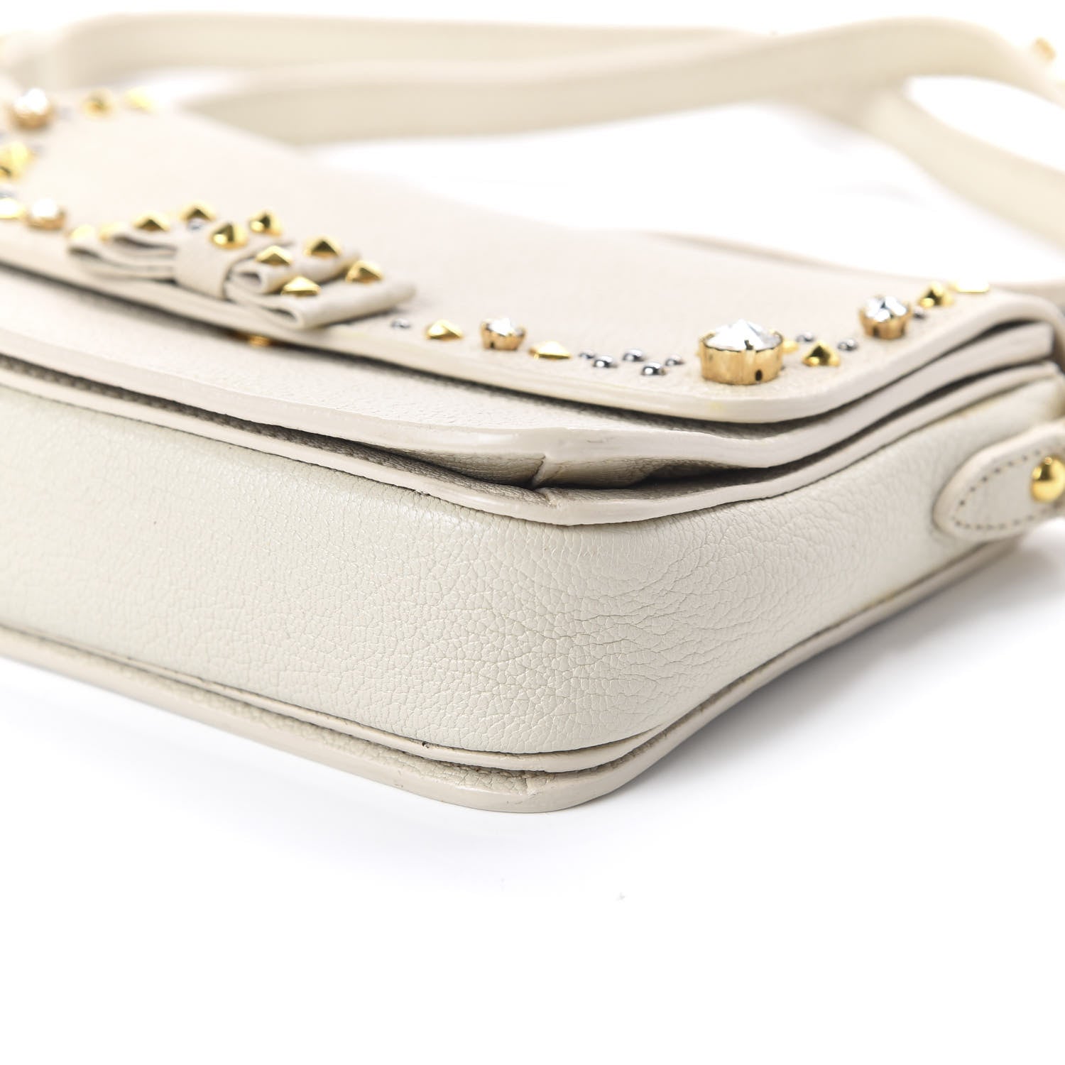 Miu Miu Madras Jeweled Crossbody Bag White 7 of 11