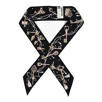 Hermes Silk Les Cles A Pois Twilly Black Beige Rose Multicolor 1 of 4