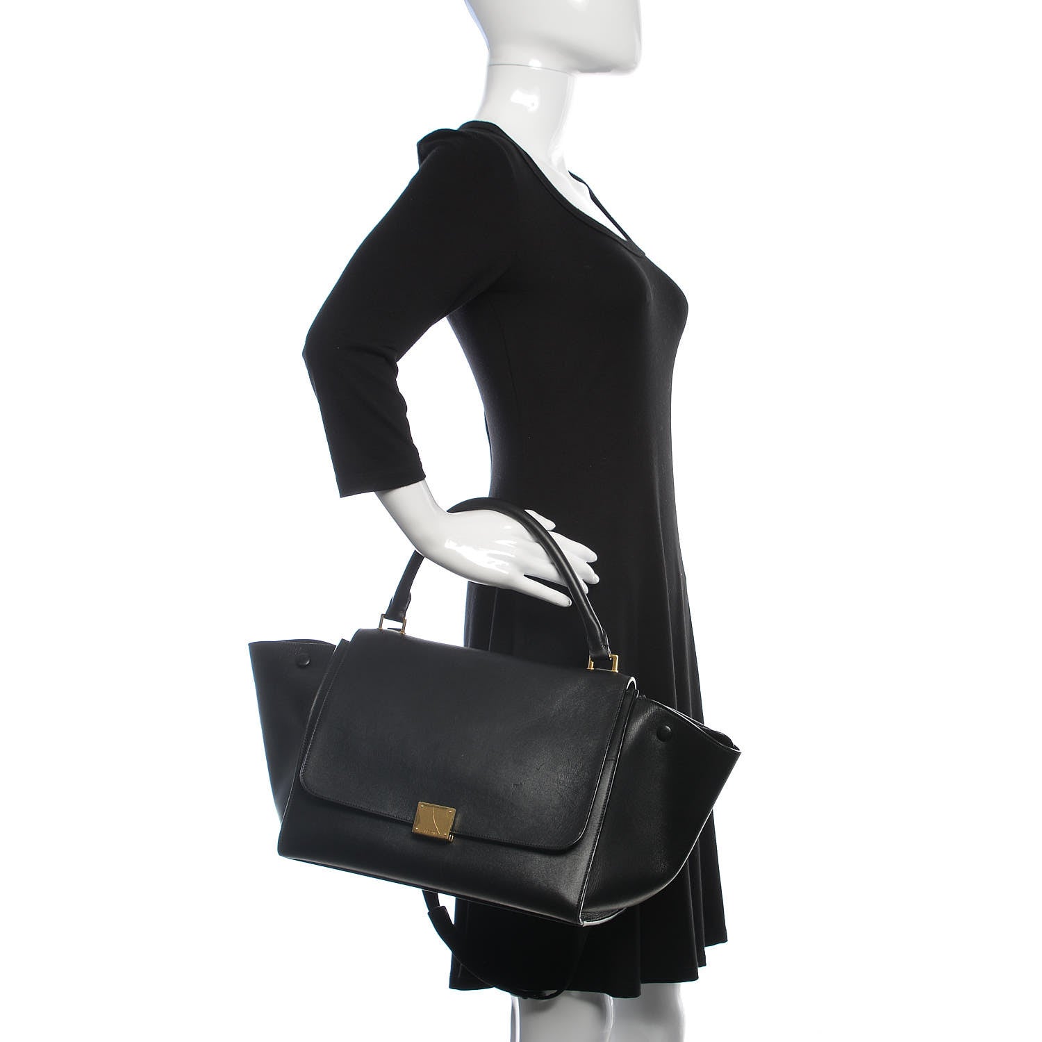 Celine Smooth Calfskin Medium Trapeze Black 2 of 27