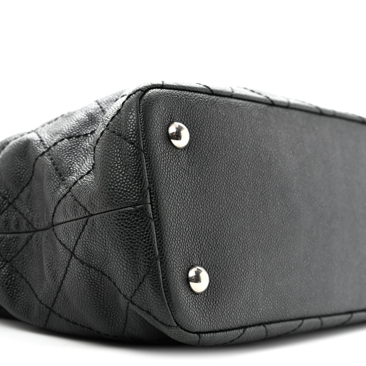 Grained Calfskin Quilted Small Daily Shopping Tote Black