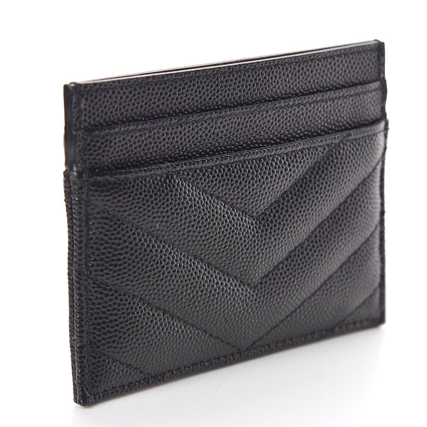 Grain De Poudre Matelasse Chevron Monogram Credit Card Case Black