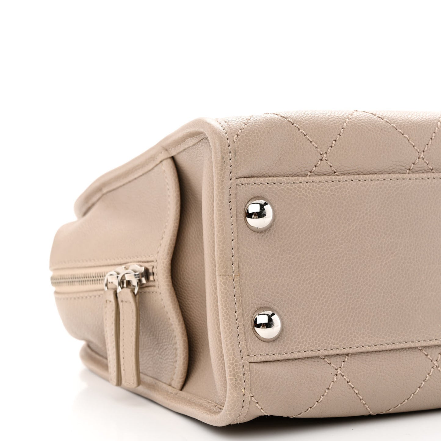 Caviar Quilted Deauville Bowling Bag Beige