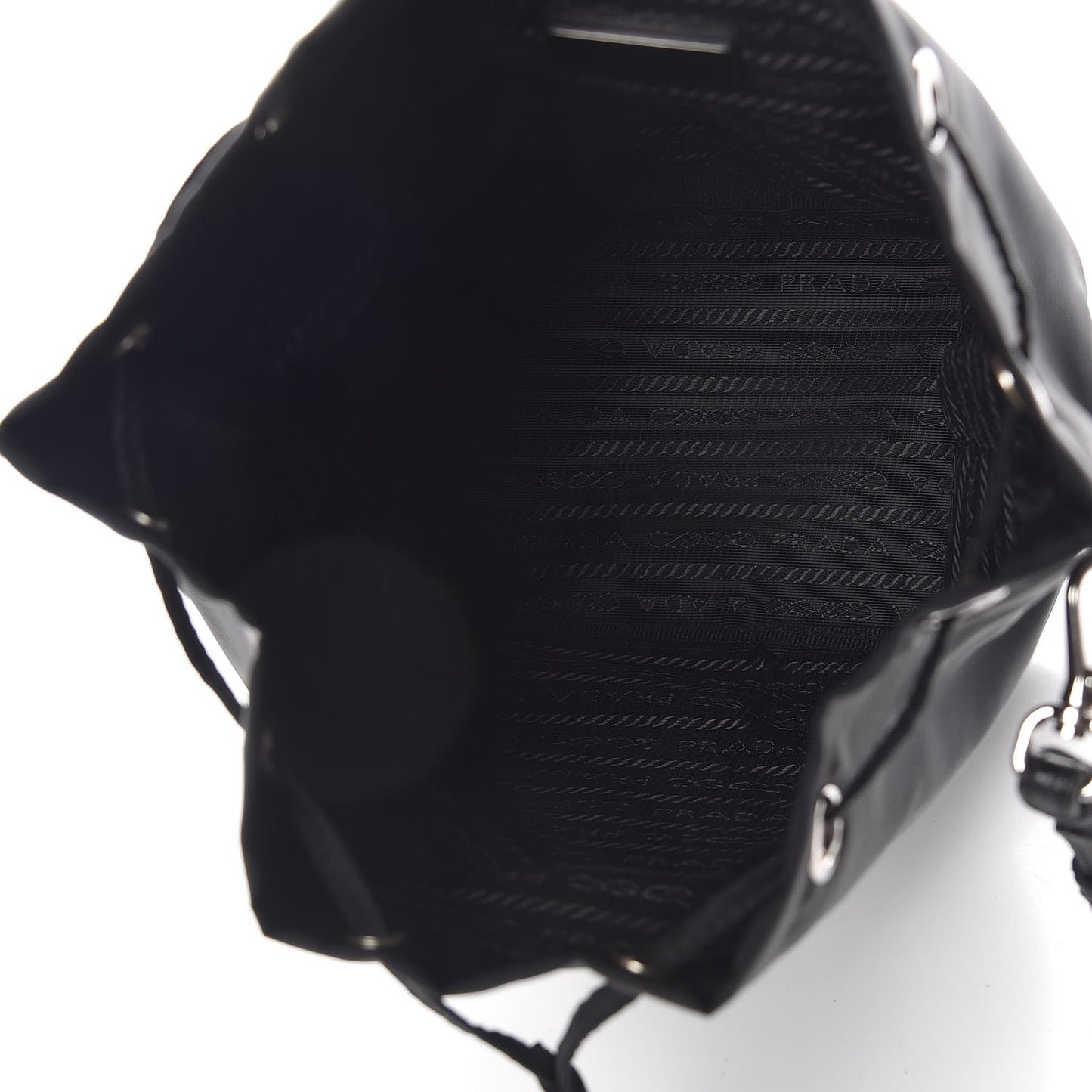 Saffiano Tessuto Nylon Vela Bucket Wristlet Black