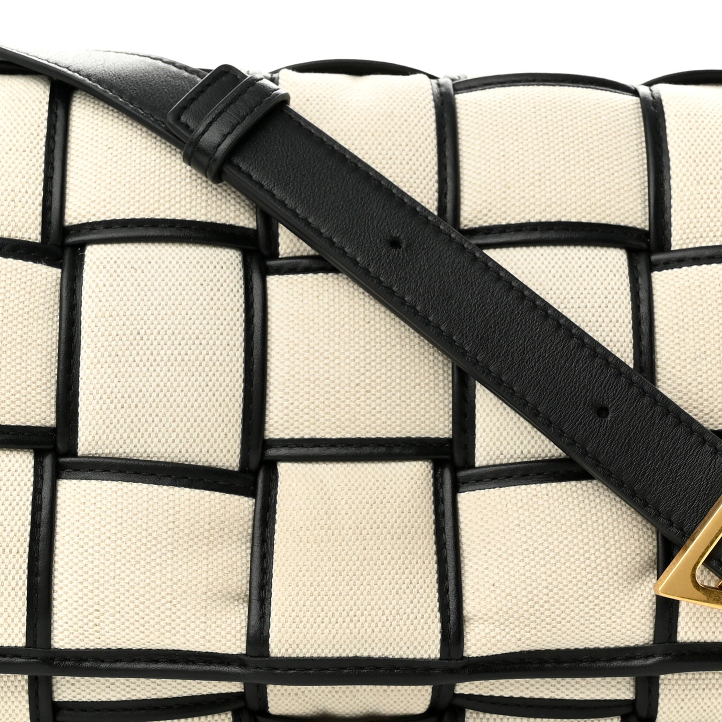 Denim Maxi Intrecciato Padded Cassette Crossbody Bag Natural Black