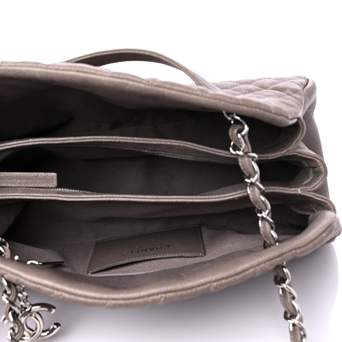 Caviar Medium Just Mademoiselle Bowling Bag Grey