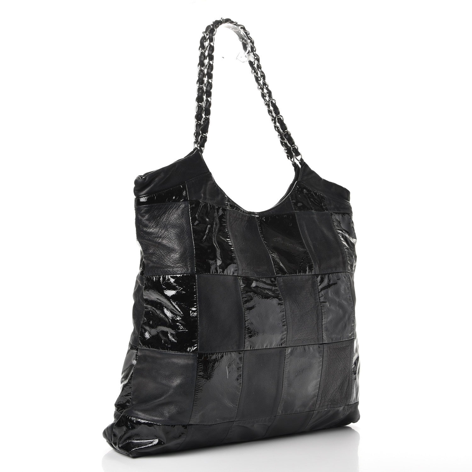 Chanel Patent Calfskin Patchwork Brooklyn Tote Black 3 of 13