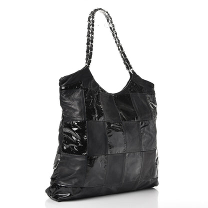 Chanel Patent Calfskin Patchwork Brooklyn Tote Black 3 of 13