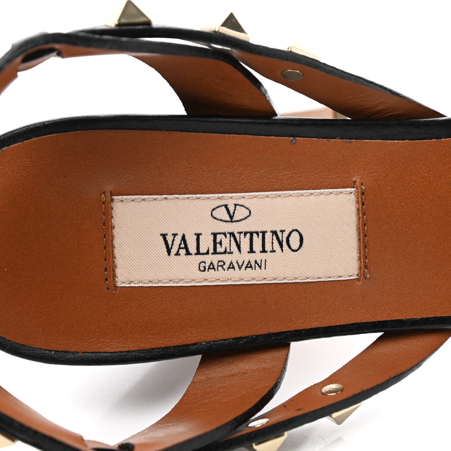 Valentino Garavani Pebbled Calfskin Rockstud Ankle Strap Sandals 38.5 Black 7 of 11