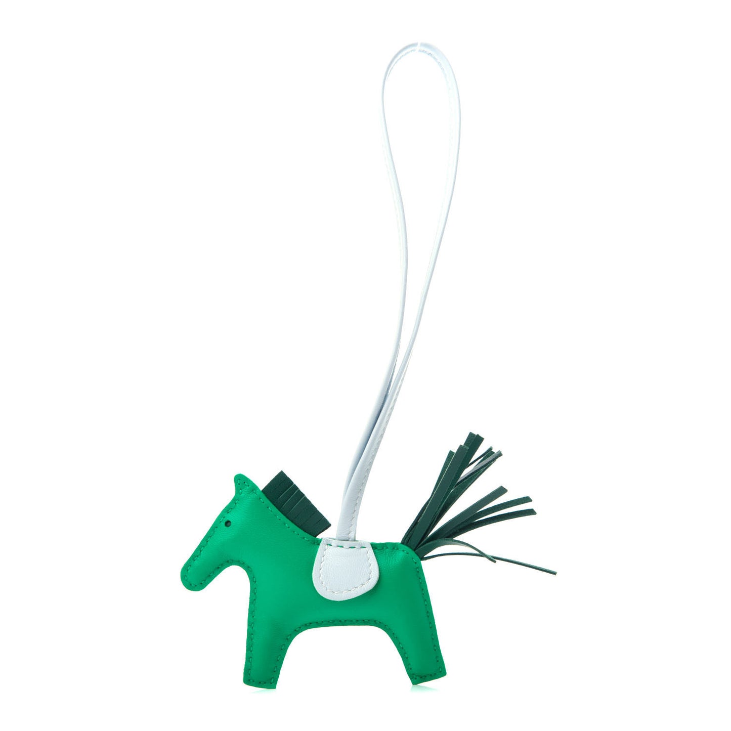 Milo Lambskin Grigri Rodeo Horse Bag Charm PM Menthe Malachite Brume