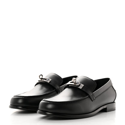 Hermes Calfskin Womens Destin Loafers 37 Black 3 of 9