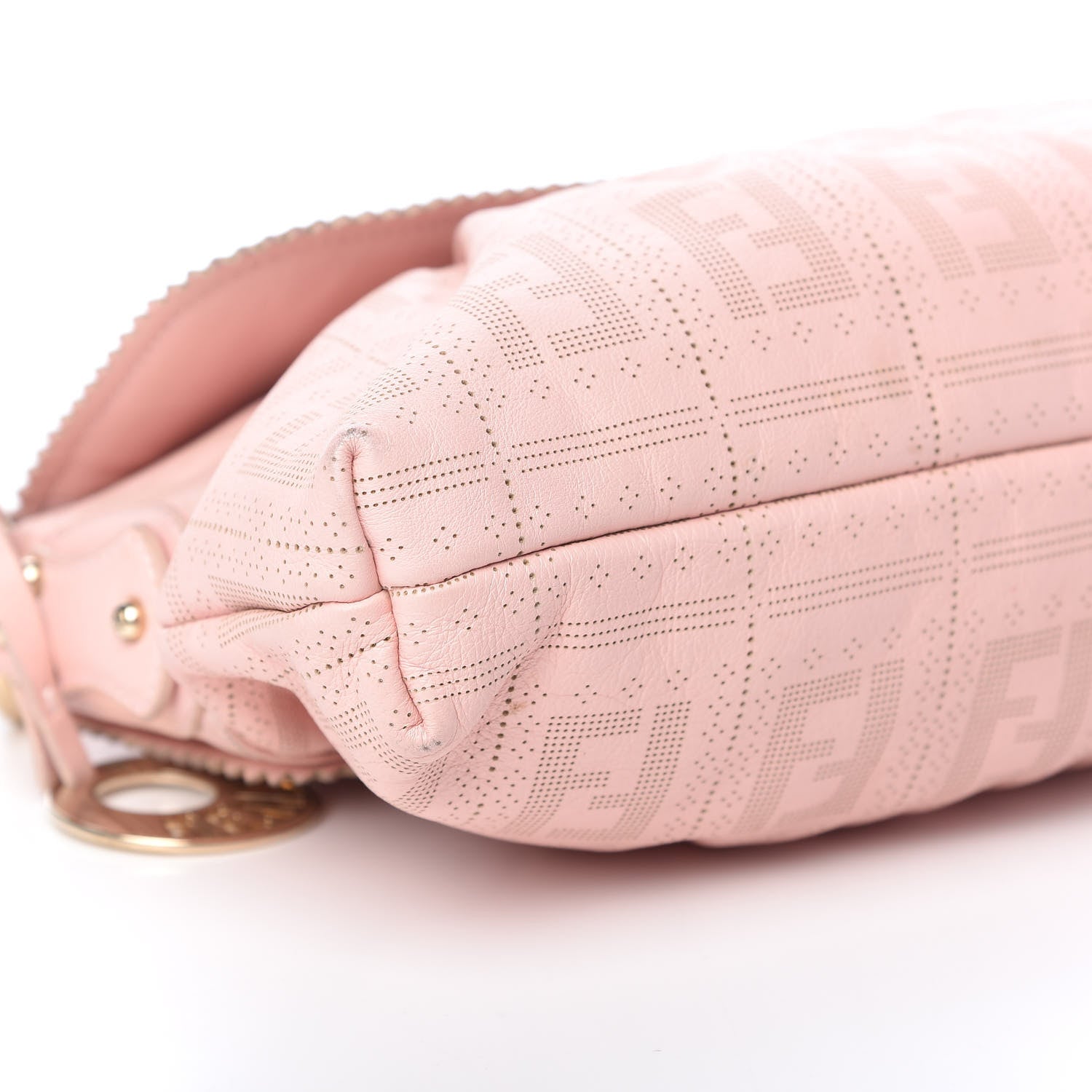 Fendi Calfskin Perforated Small Chef Shoulder Bag Pink 8 of 9