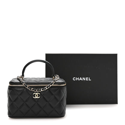 Chanel Lambskin Quilted Small Top Handle Vanity Case With Chain Black 11 of 11