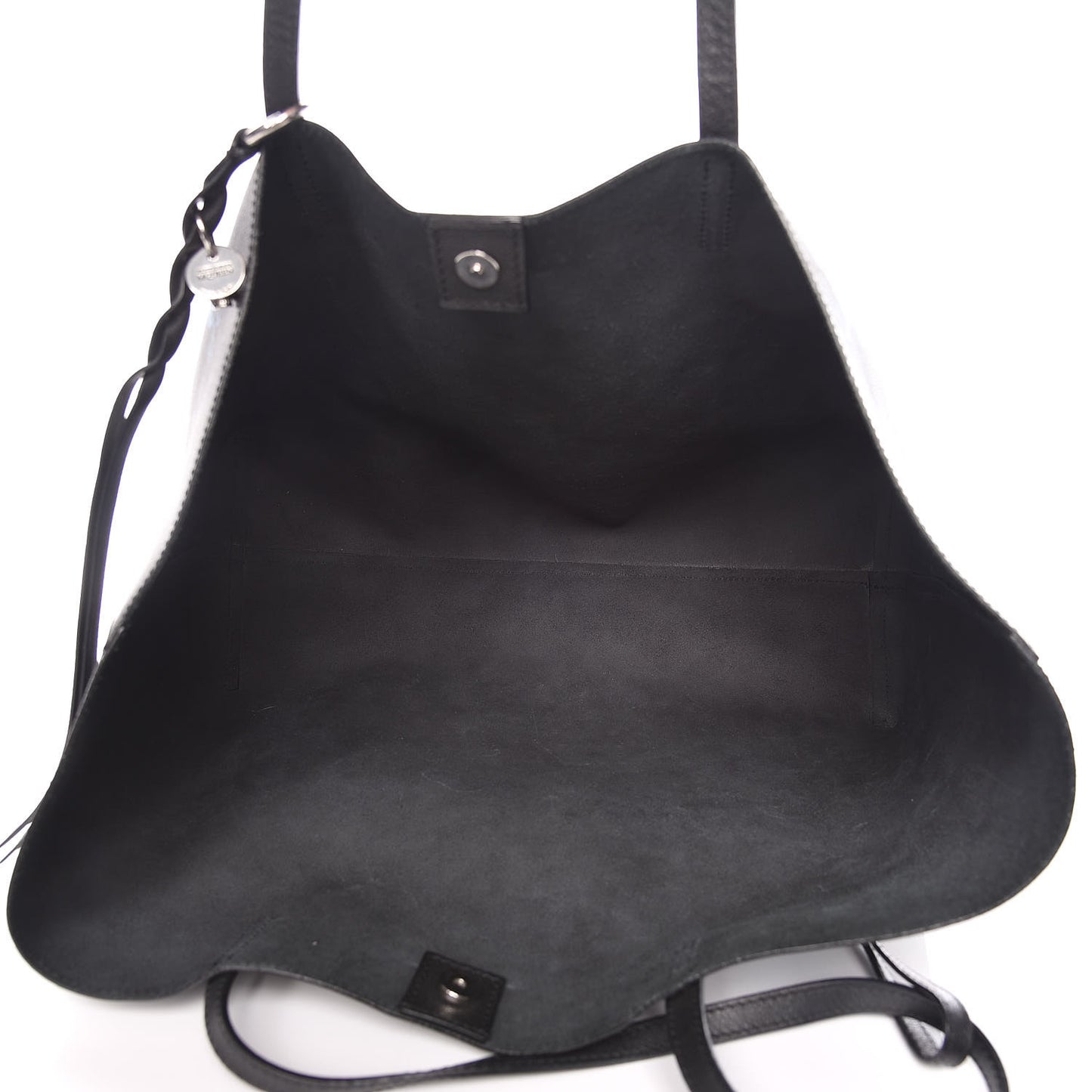 Grained Calfskin Floral Skull Open Shopper Tote Black Multicolor