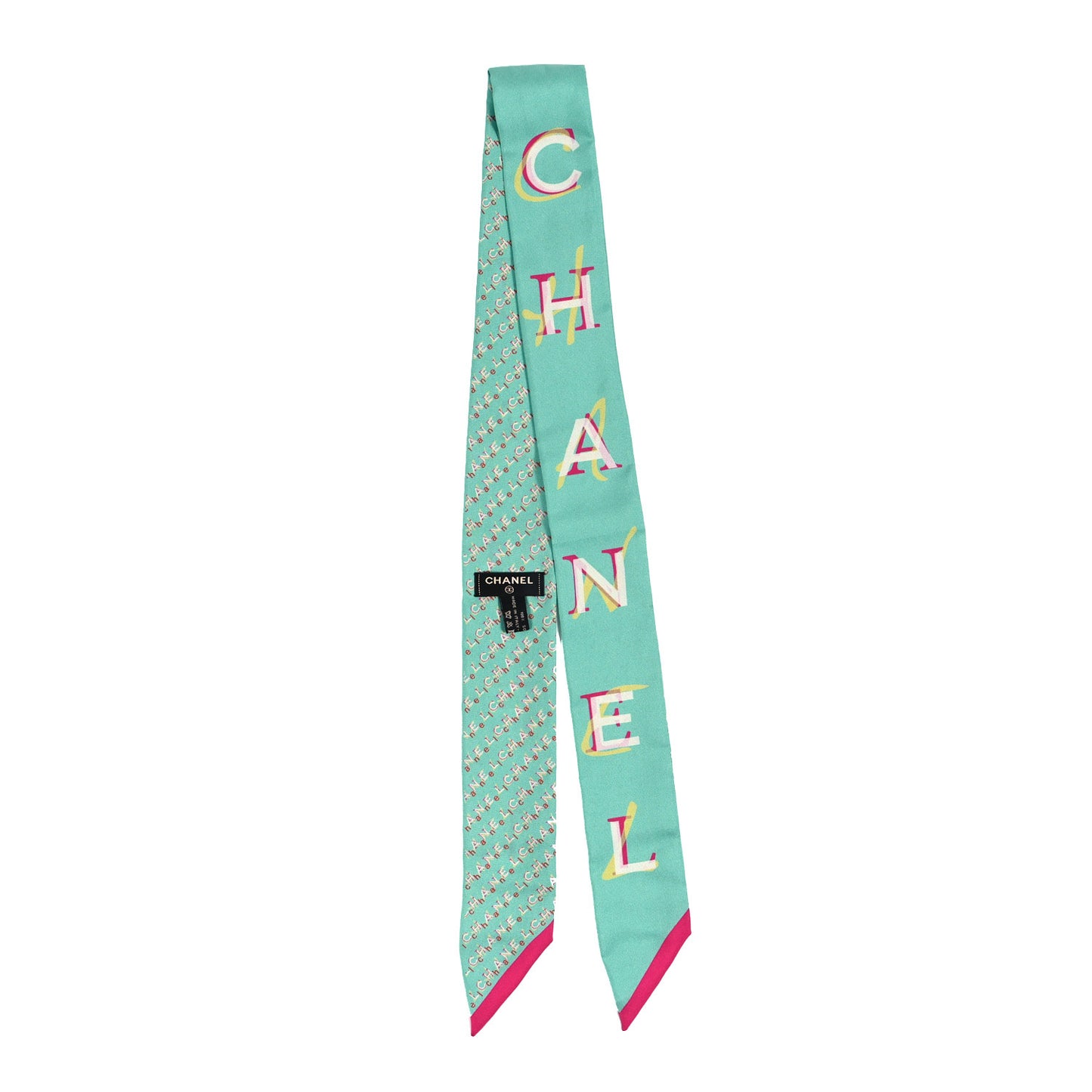 Silk Logo Slim Bandeau Scarf Blue Multicolor