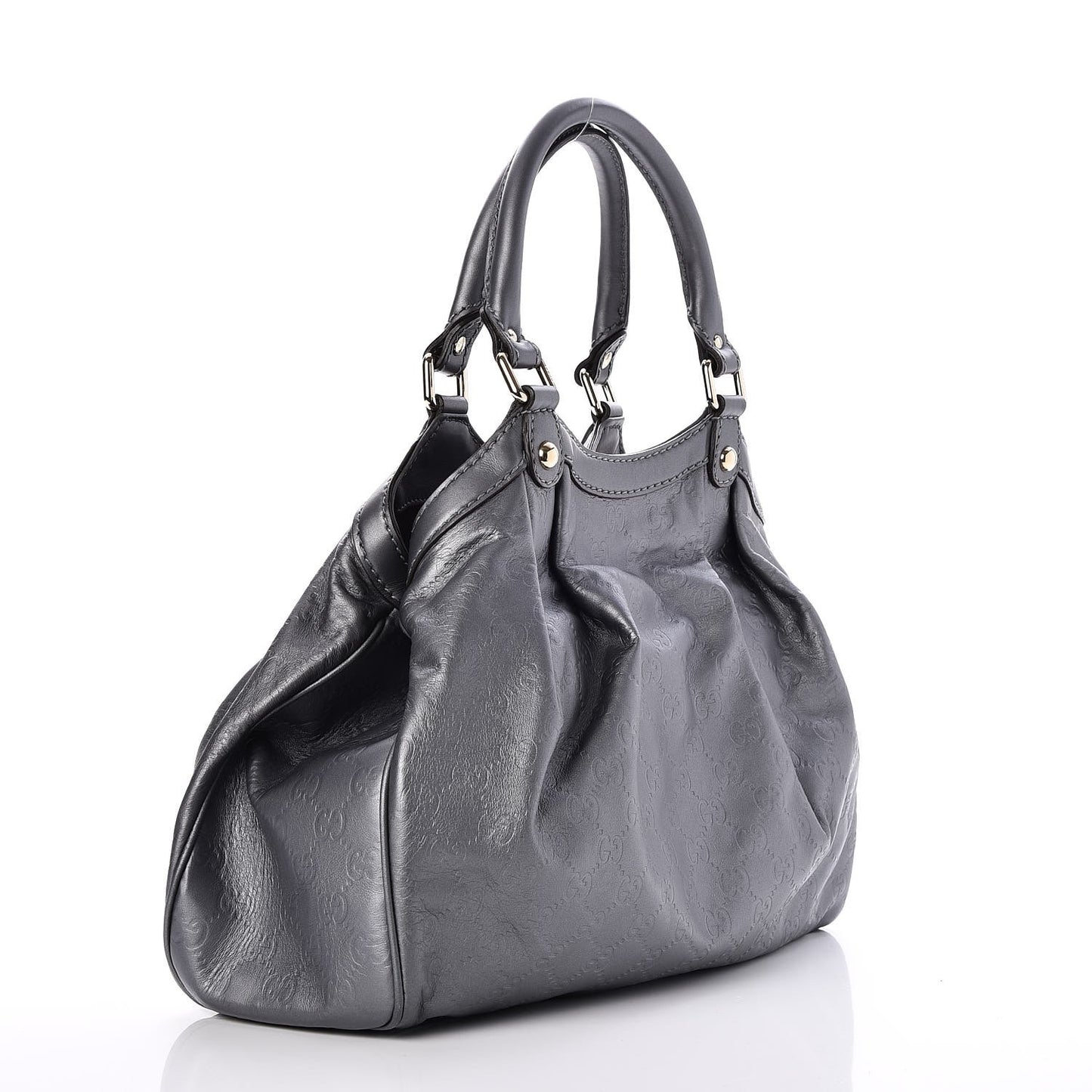 Guccissima Medium Sukey Tote Dark Silver