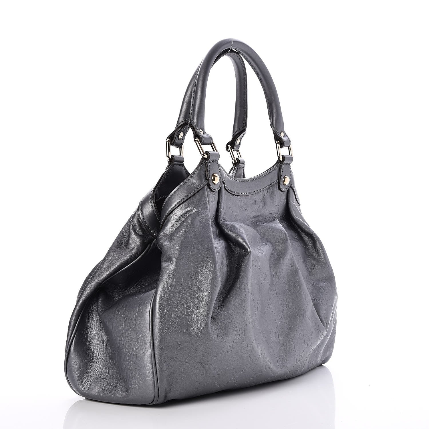 Gucci Guccissima Medium Sukey Tote Dark Silver 3 of 7