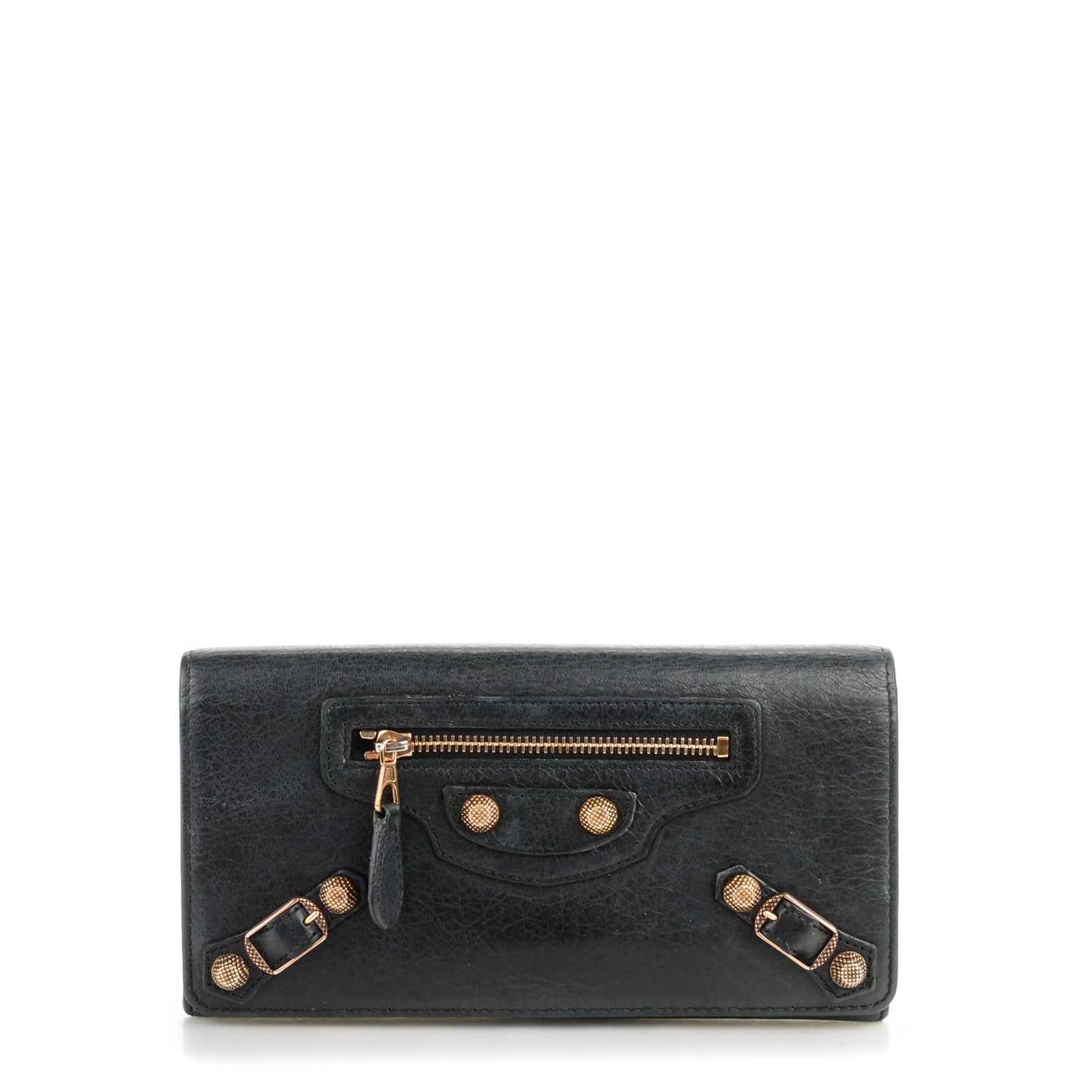 Balenciaga Agneau Giant 12 Gold Hardware Money Wallet Black 1 of 7