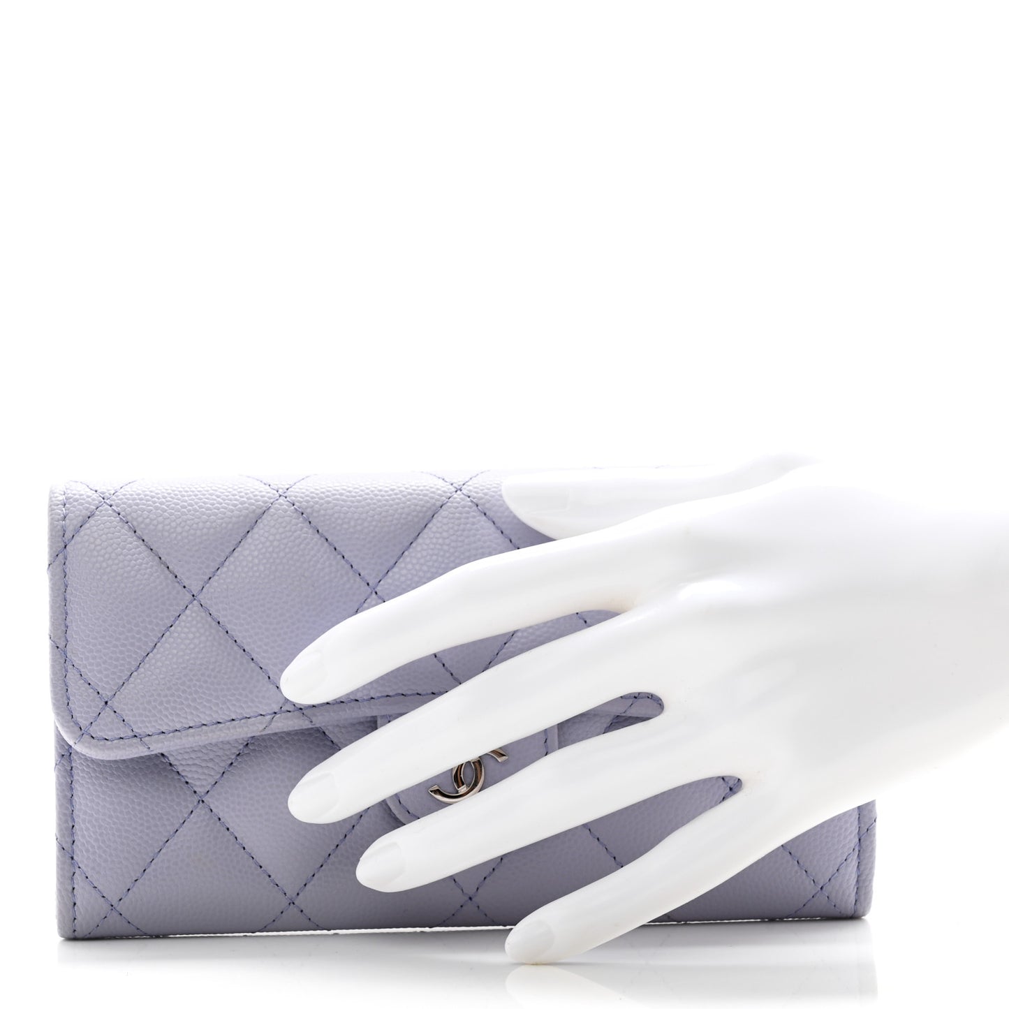 Caviar Quilted Medium Flap Wallet Light Purple