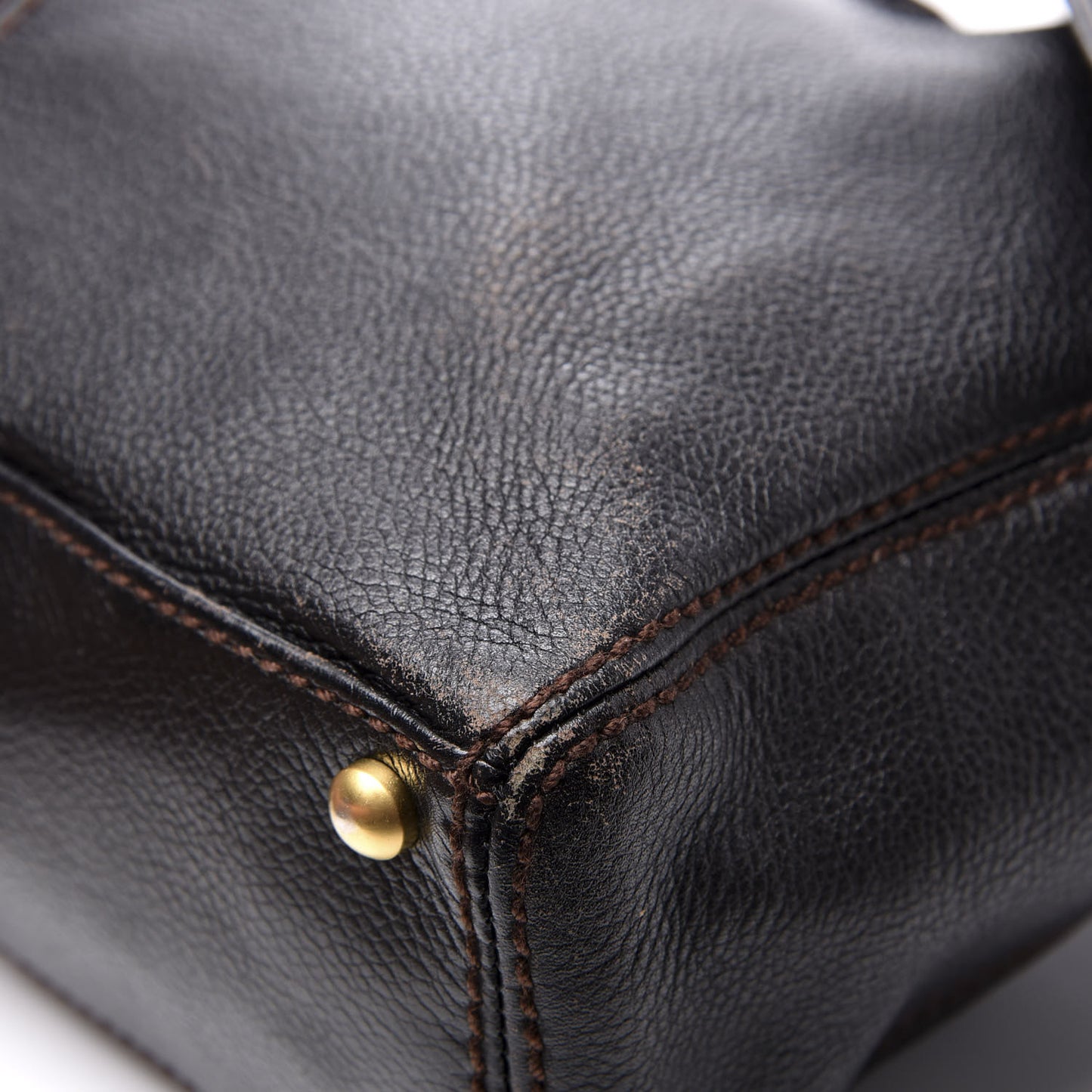Calfskin Wood Chain Tote Black