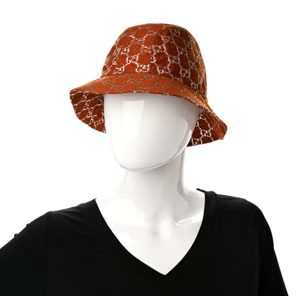 Gucci Canvas Lame GG Monogram Bucket Hat S Burnt Orange Silver 2 of 10