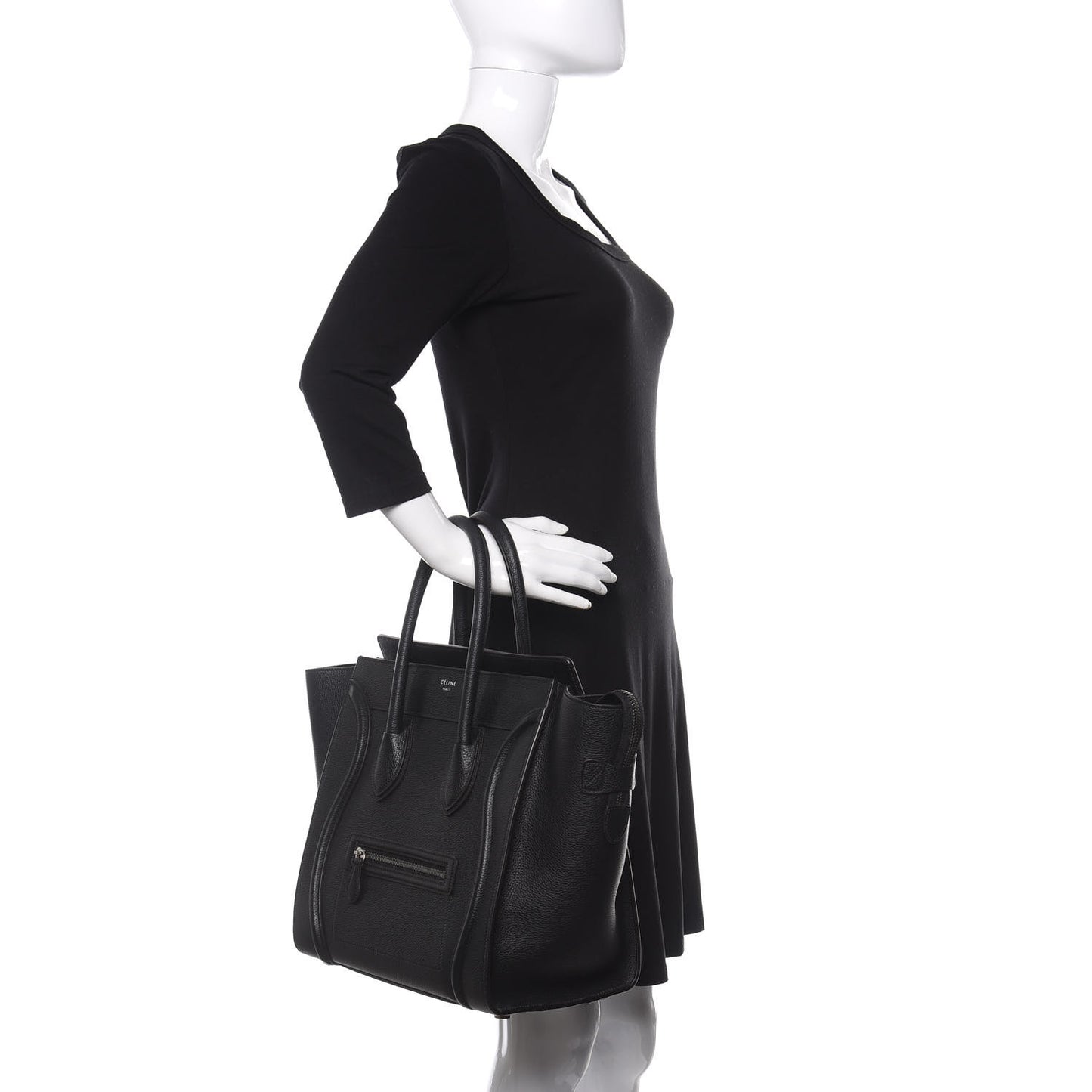 Drummed Calfskin Mini Luggage Black