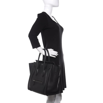 Celine Drummed Calfskin Mini Luggage Black 2 of 14
