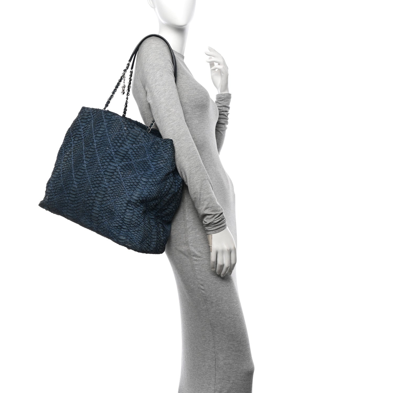 Chanel Snakeskin Ultimate Stitch Shopper Tote Blue 2 of 11