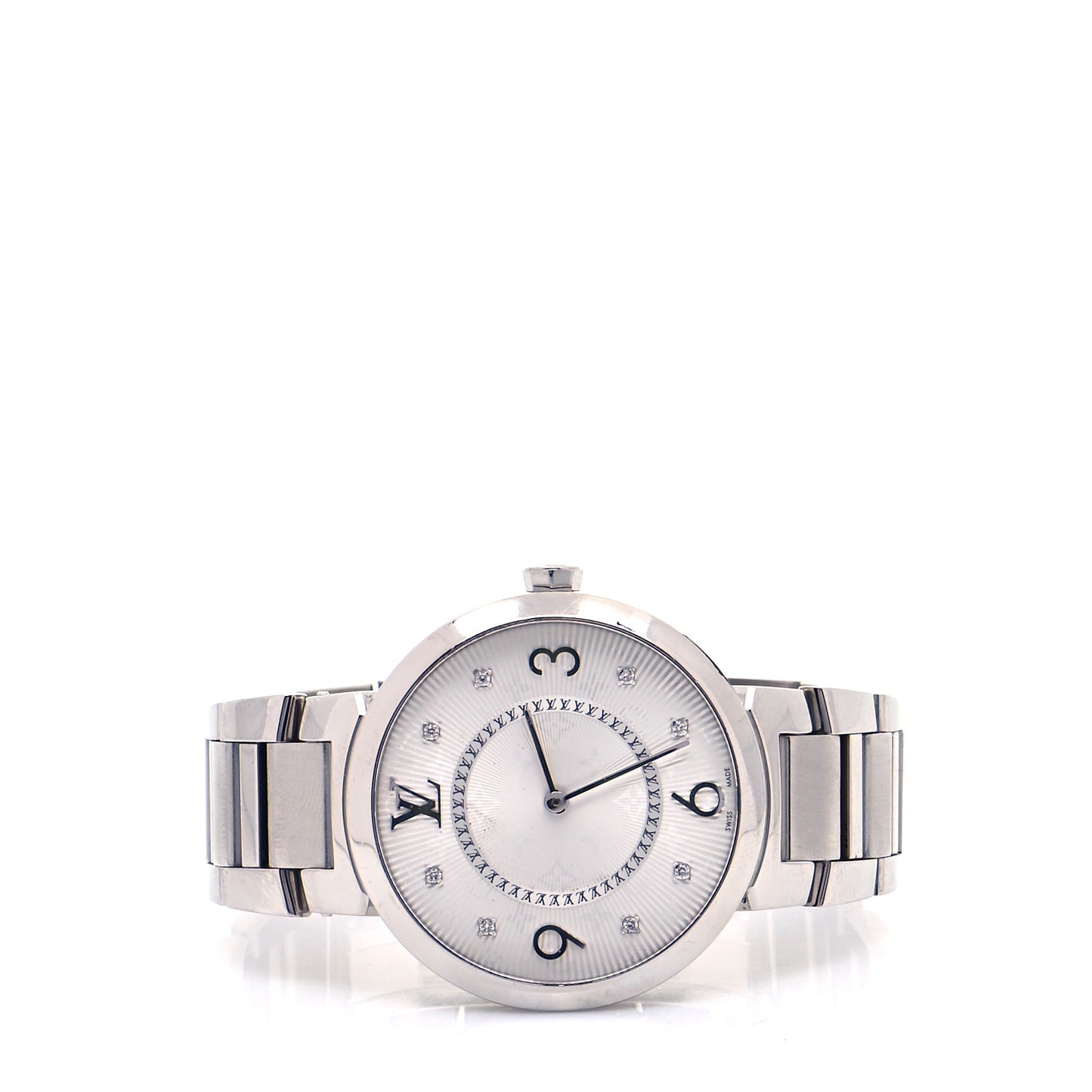 Stainless Steel Diamond 33mm Tambour Slim Quartz Watch