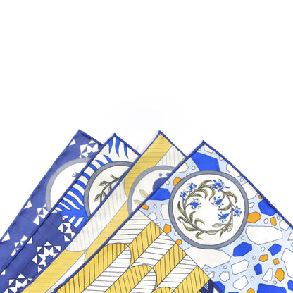 Hermes Silk La Danse Des Amazones Scarf 90 Bleu Roy Gold Creme 7 of 7