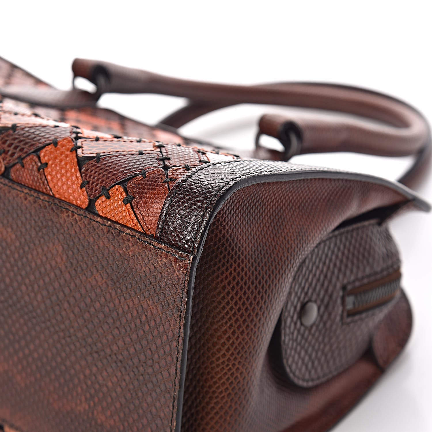 Bottega Veneta Ayers Karung Intrecciato Patchwork Shoulder Bag Ash Scuro Rust Clay 10 of 13