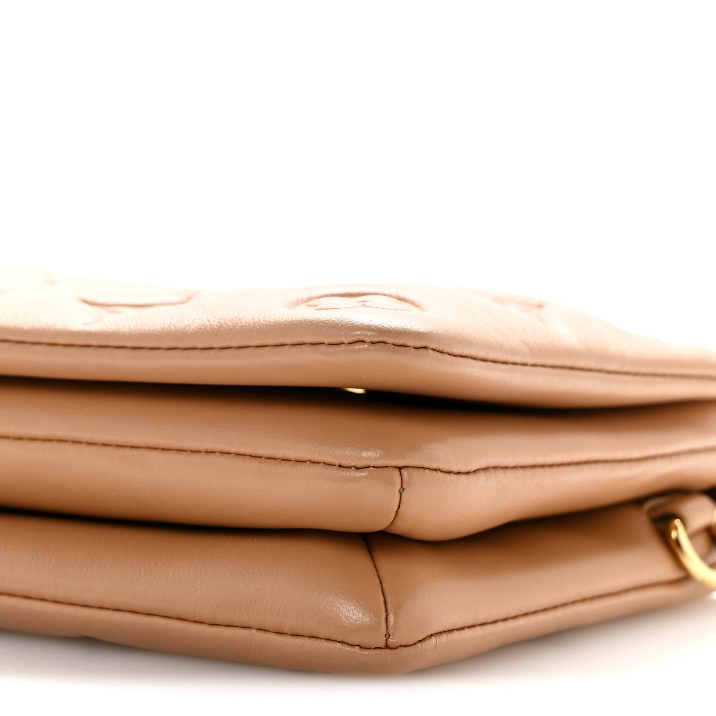 Lambskin Embossed Monogram Pochette Coussin Camel