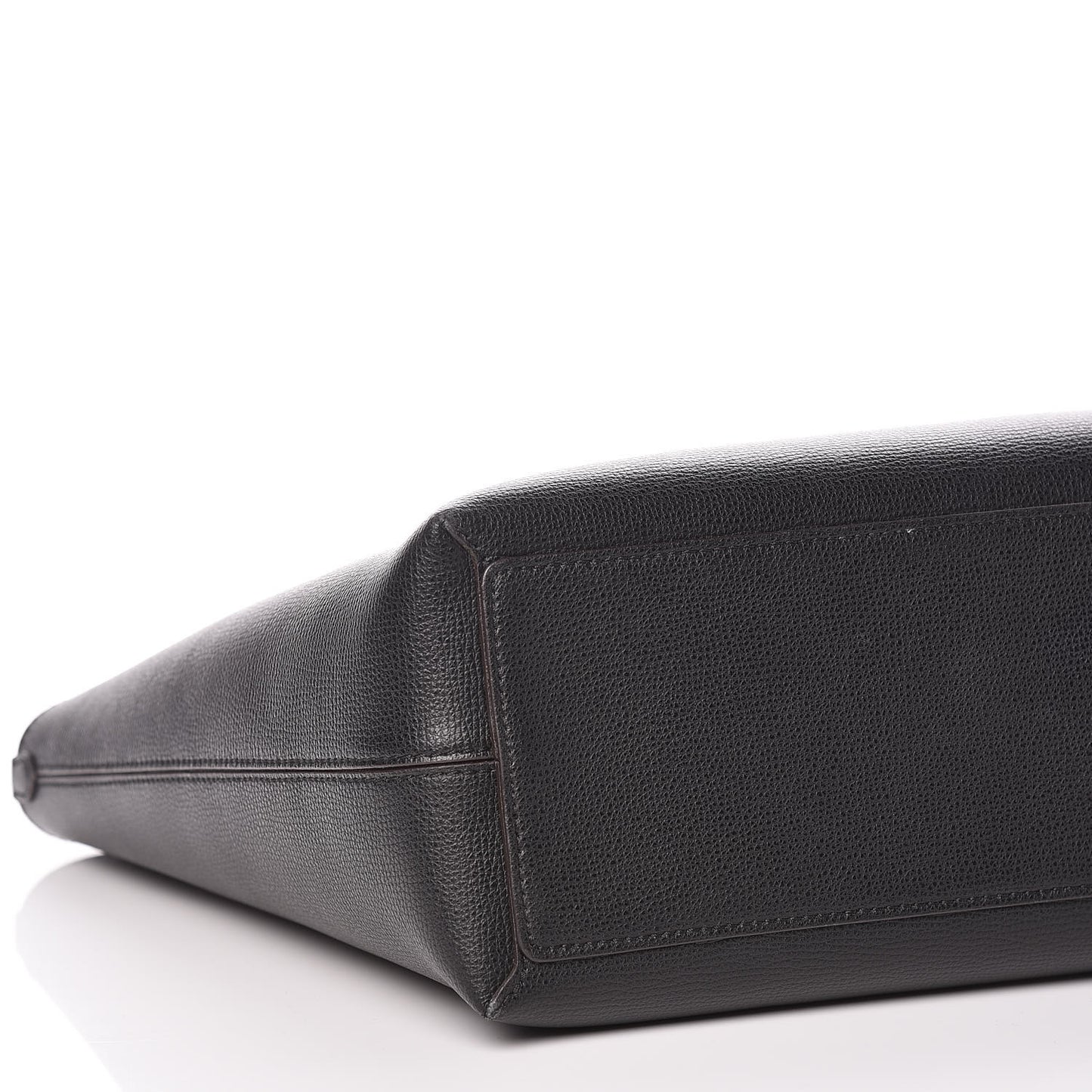Grainy Calfskin Haymarket Check Medium Reversible Tote Black