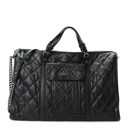 Chanel Calfskin Quilted Casual Riviera Bowling Bag Black 1 of 10