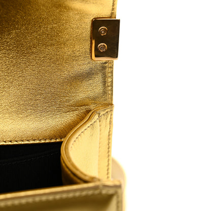 Chanel Metallic Patent Calfskin Quilted Medium Boy Flap Light Gold 13 of 15