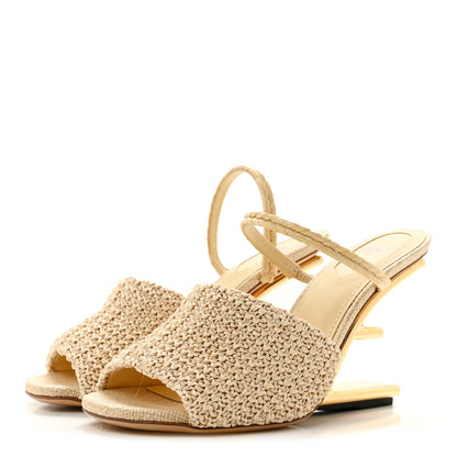 Fendi Raffia Intreccio Fendi First 95mm Slide Sandals 36 Paglia 4 of 9