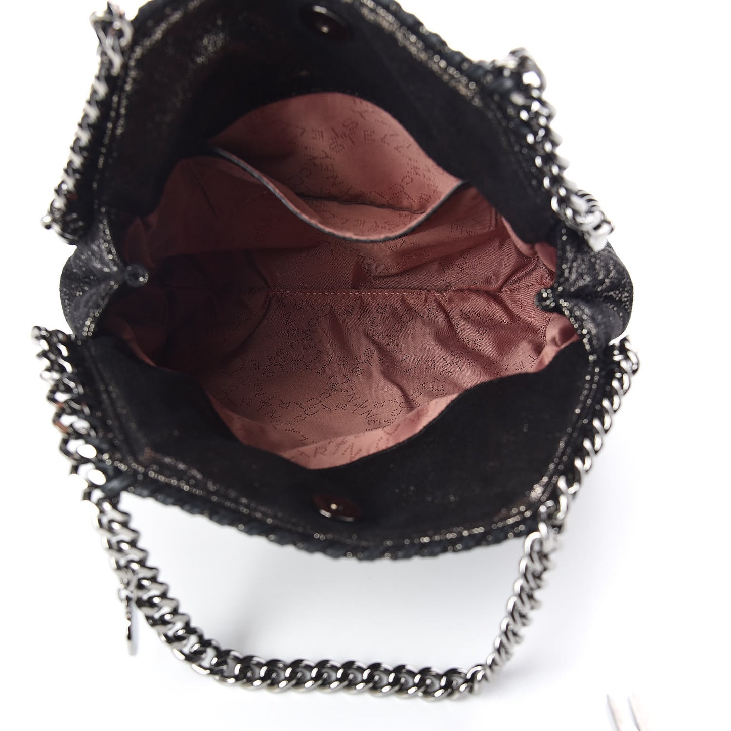 Chamois Shiny Dotted Quilted Mini Falabella Tote Ruthenium