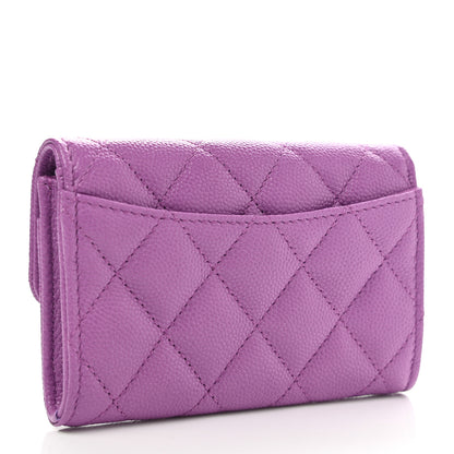 Chanel Caviar Quilted Flap Card Holder Wallet Purple 3 of 9